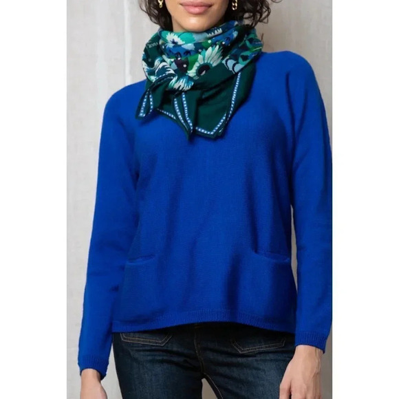 Lord & Taylor  Royal Blue Cashmere Pocket Front Sweater - Picture 1 of 12